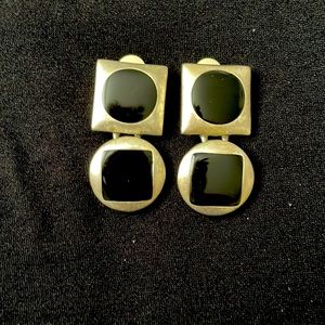 Pair of Vintage 1960’s clip on earrings geometric style 2” length 1” wide